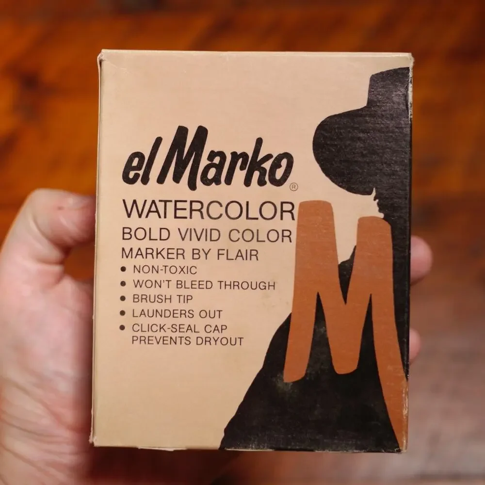 Lot of 12 NEW Vintage EL MARKO 748-01 Watercolor Non-Toxic BROWN Ink MARKERS